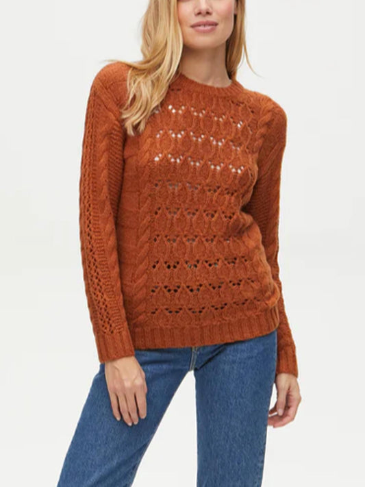 Michael Stars - Louisa Cable Knit Pointelle Pullover Sweater - Sz S