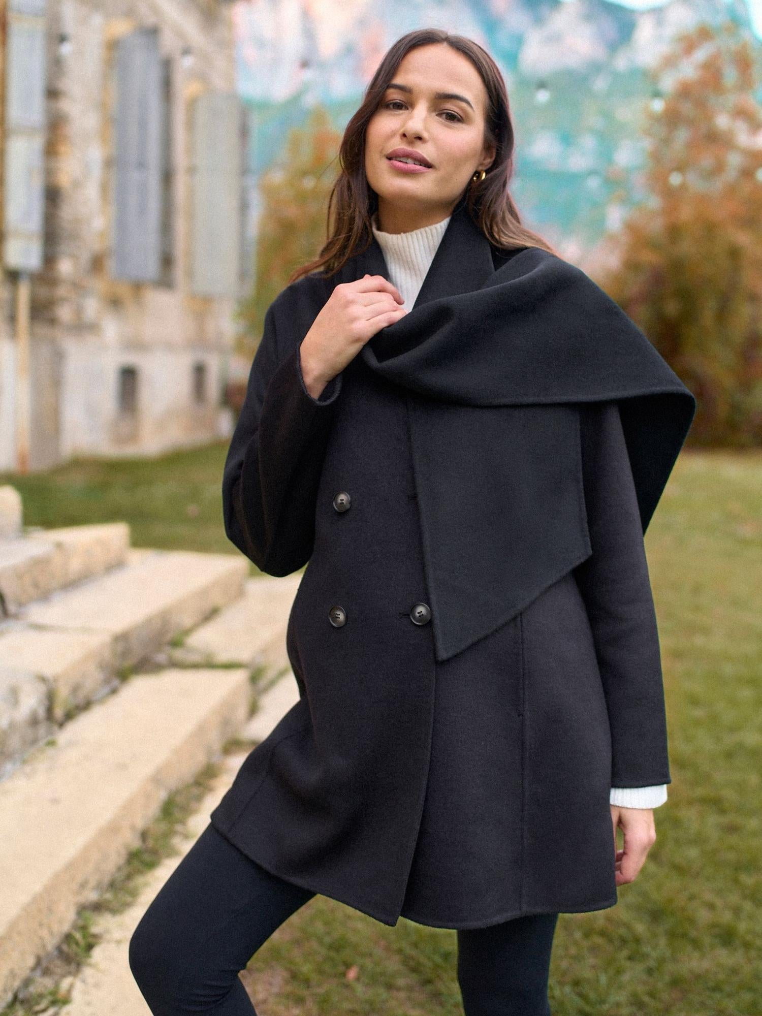 Seraphine - Chandler Double Breasted Wool Coat - Black