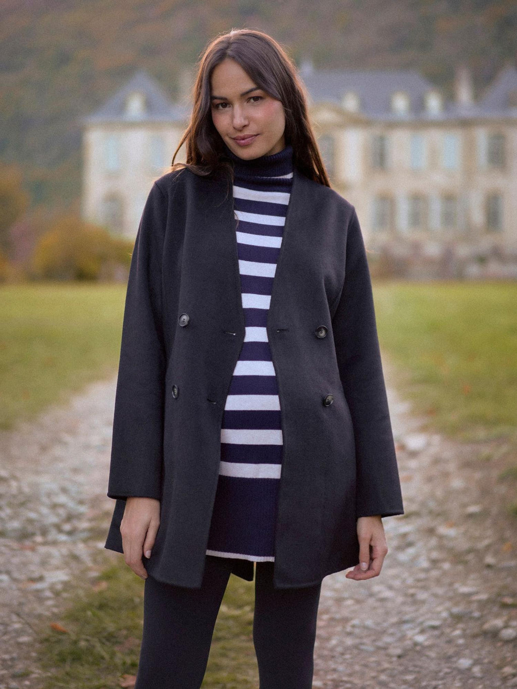 Seraphine - Chandler Double Breasted Wool Coat - Black