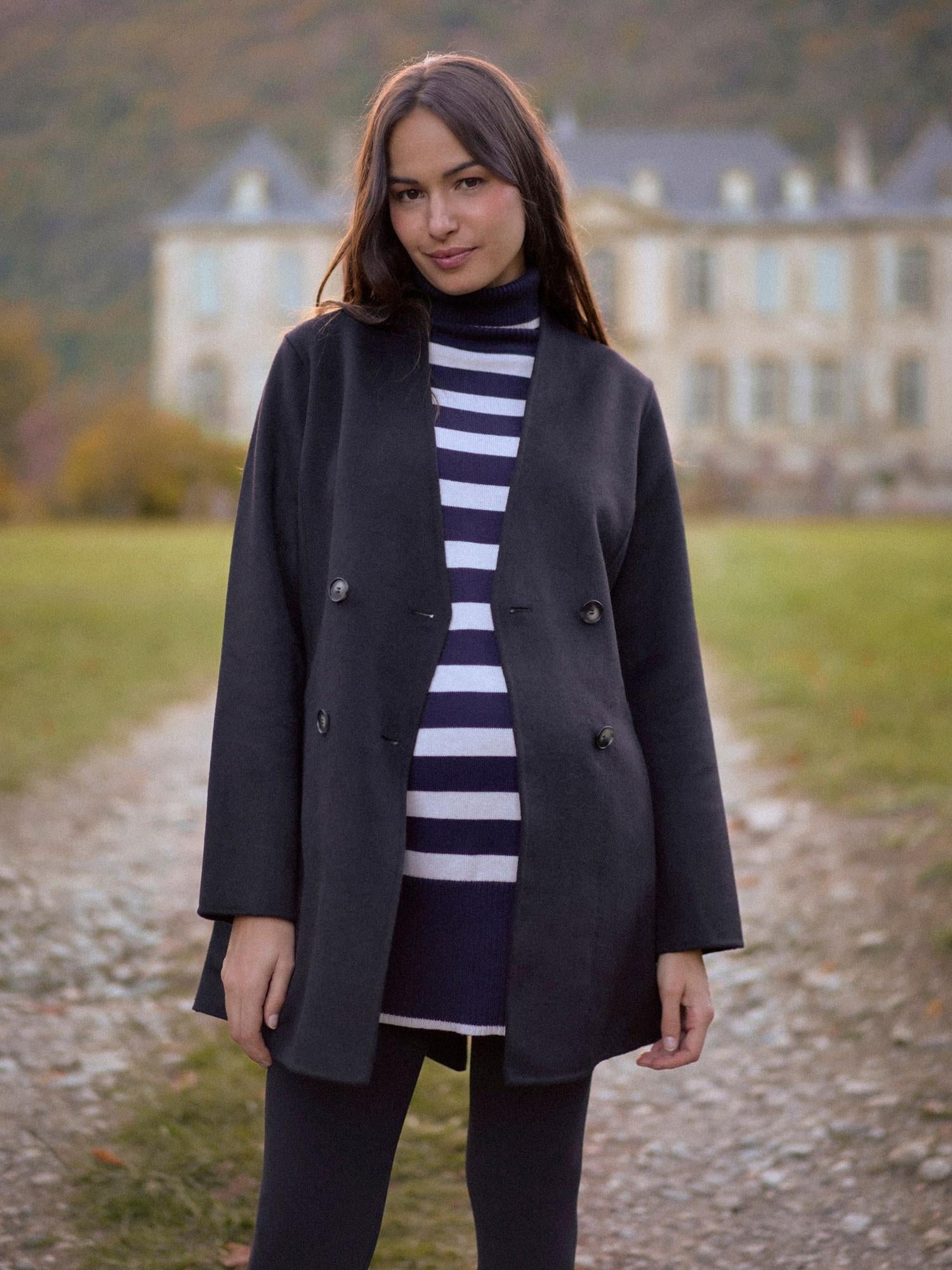 Seraphine - Chandler Double Breasted Wool Coat - Black