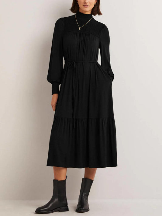 Boden - High Neck Smocked Maxi Dress - Sz 10