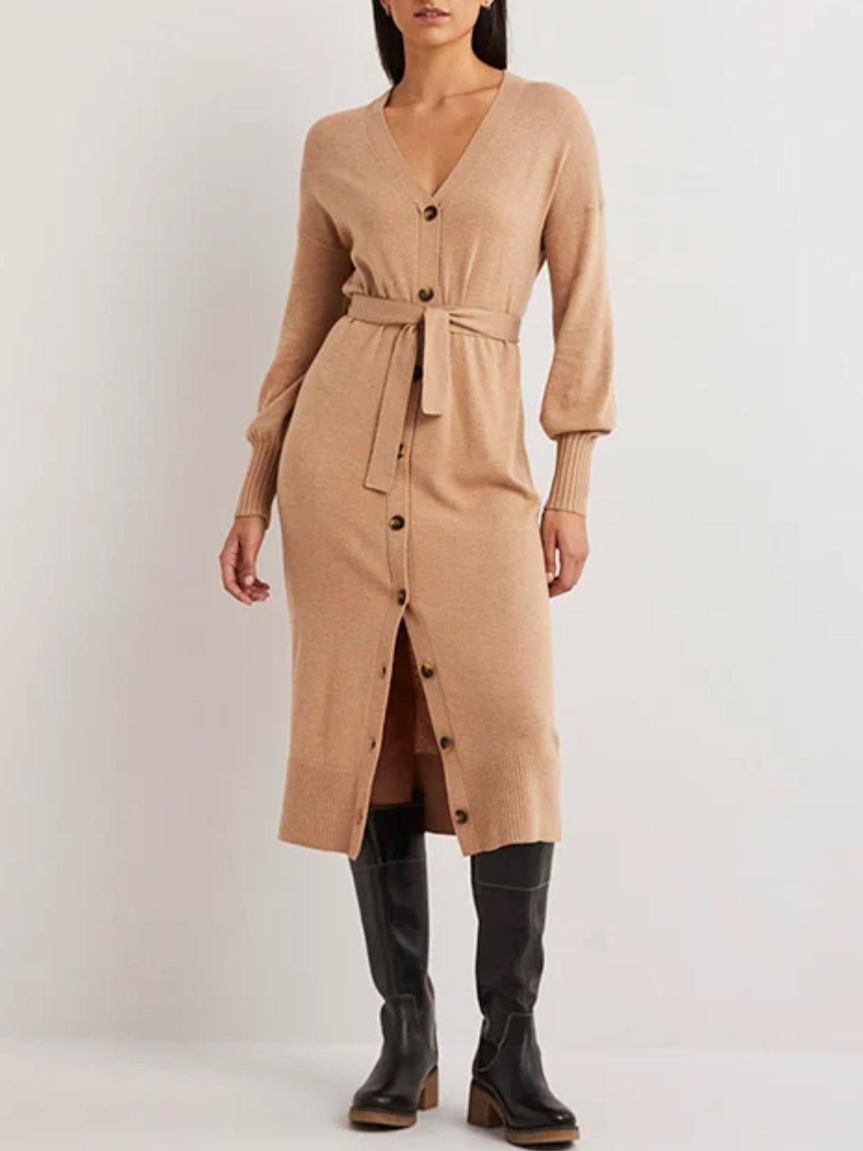 Boden - Knitted Cardigan Wool-Blend Midi Dress - Sz 14