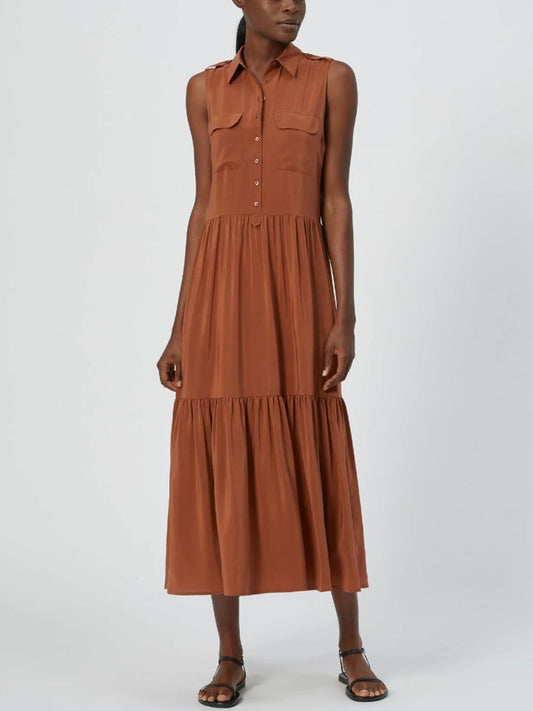 Equipment - Sleeveless Silk Shirtdress - Sz L