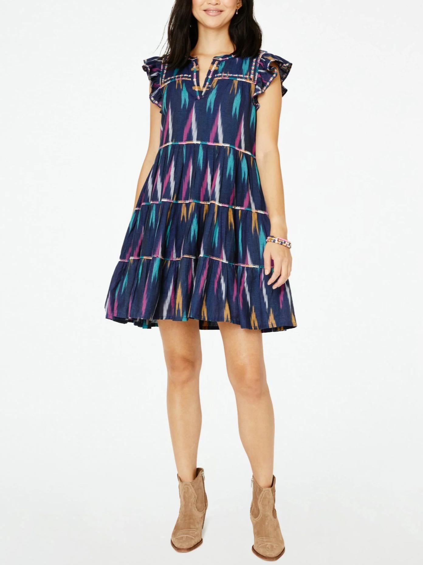 Roller Rabbit - Pippa Ruffle Sleeve Cotton Silk Dress - Sz M