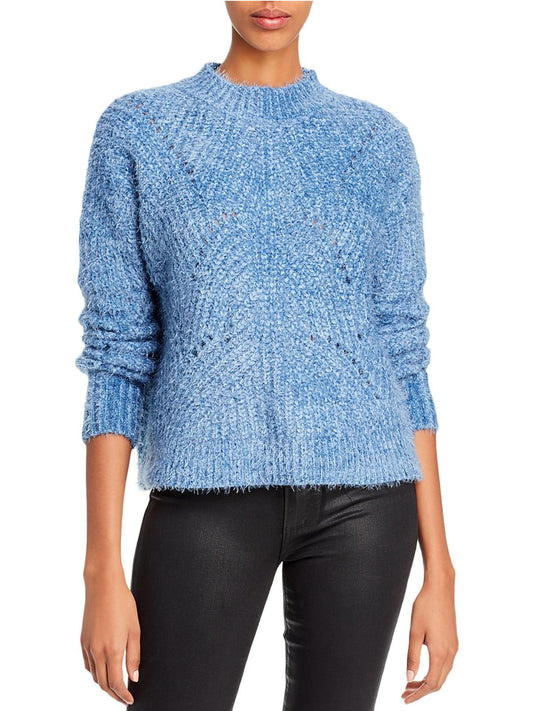 Aqua - Pointelle Mock Neck Cropped Sweater - Sz XS