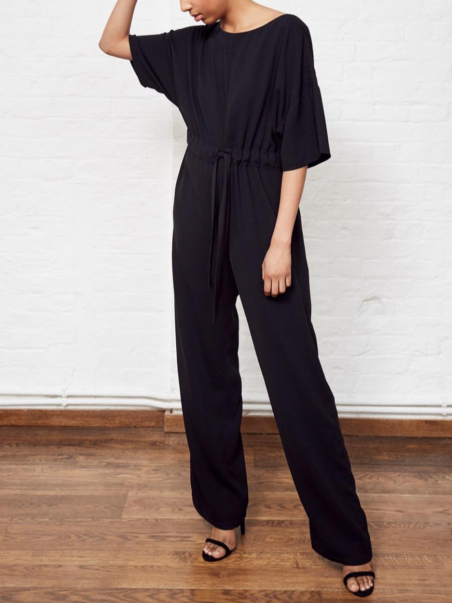 French Connection - Short Sleeve Drawstring Crepe Jumpsuit - Sz 4