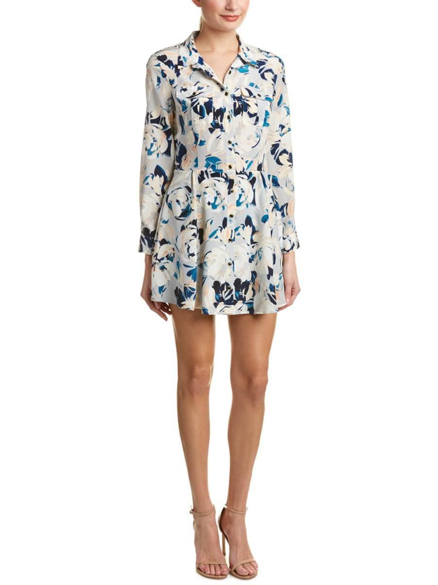 Yumi Kim - Long Sleeve Slit-Back Floral Shirtdress - Sz L