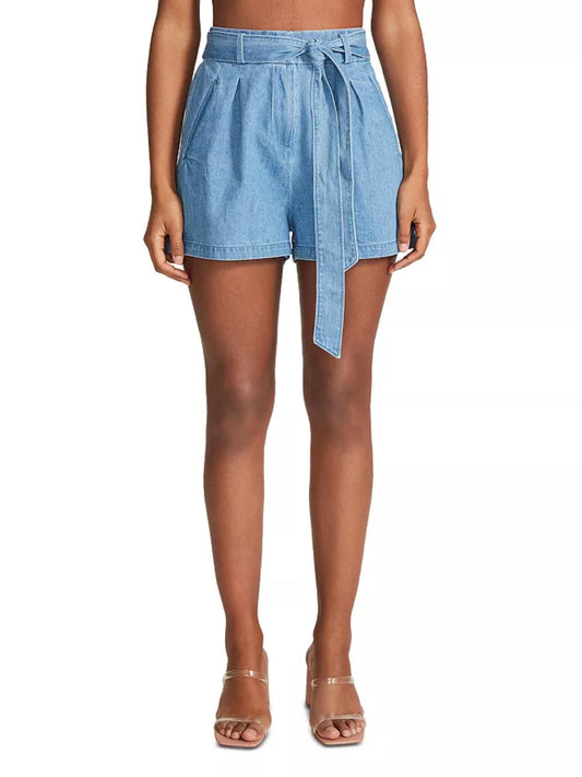 BB Dakota - Sunshine Toast Belted Chambray Shorts - Sz S