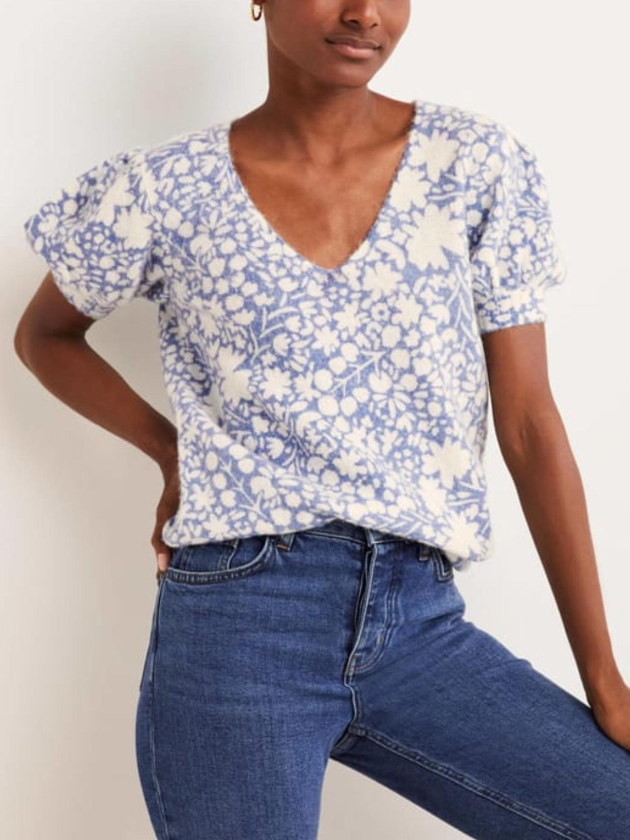 Boden - Printed Puff Sleeve Jumper - Sz S