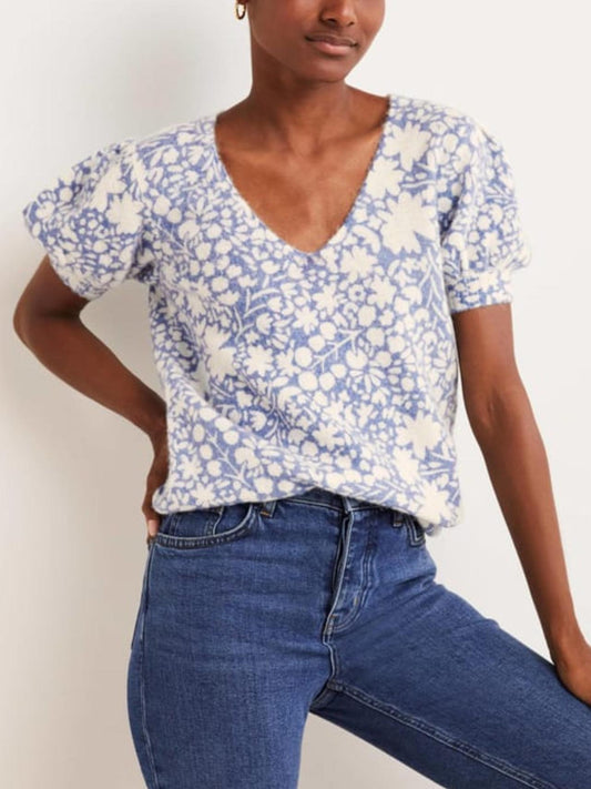 Boden - Printed Puff Sleeve Jumper - Sz S