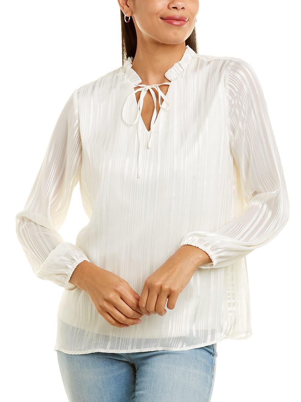 cooper & ella - Self Tie Metallic Stripe Top - Sz M