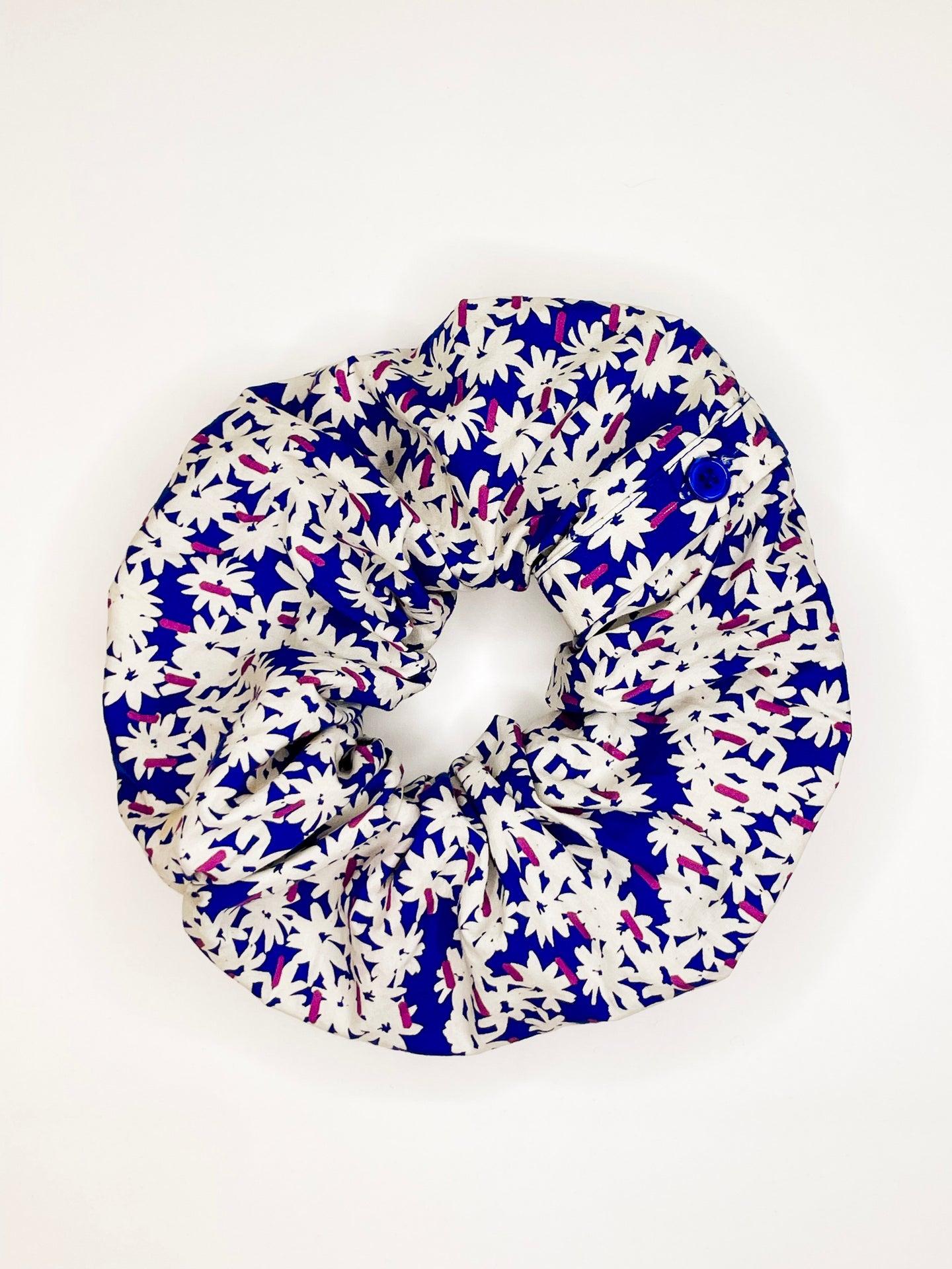 Upcycled Scrunchie - Blue/White Floral