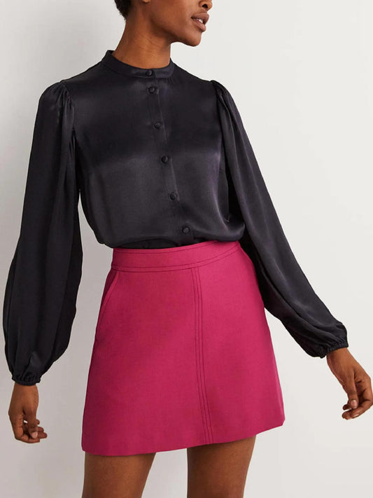 Boden - Blouson Sleeve Satin Button Up Shirt - Sz 8