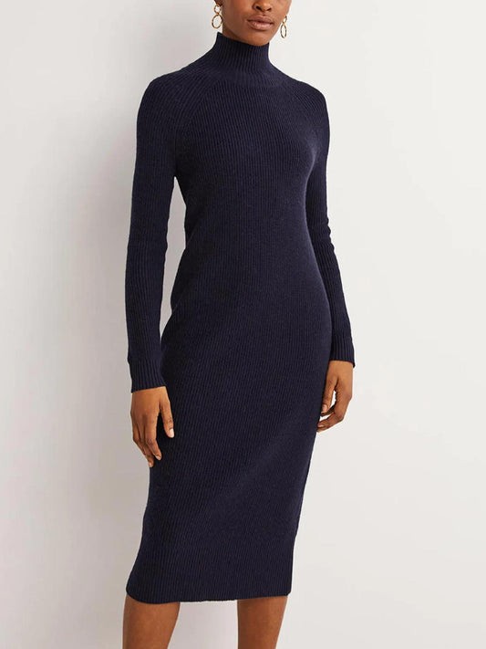 Boden - High Neck Wool Blend Knit Midi Dress - Sz 10