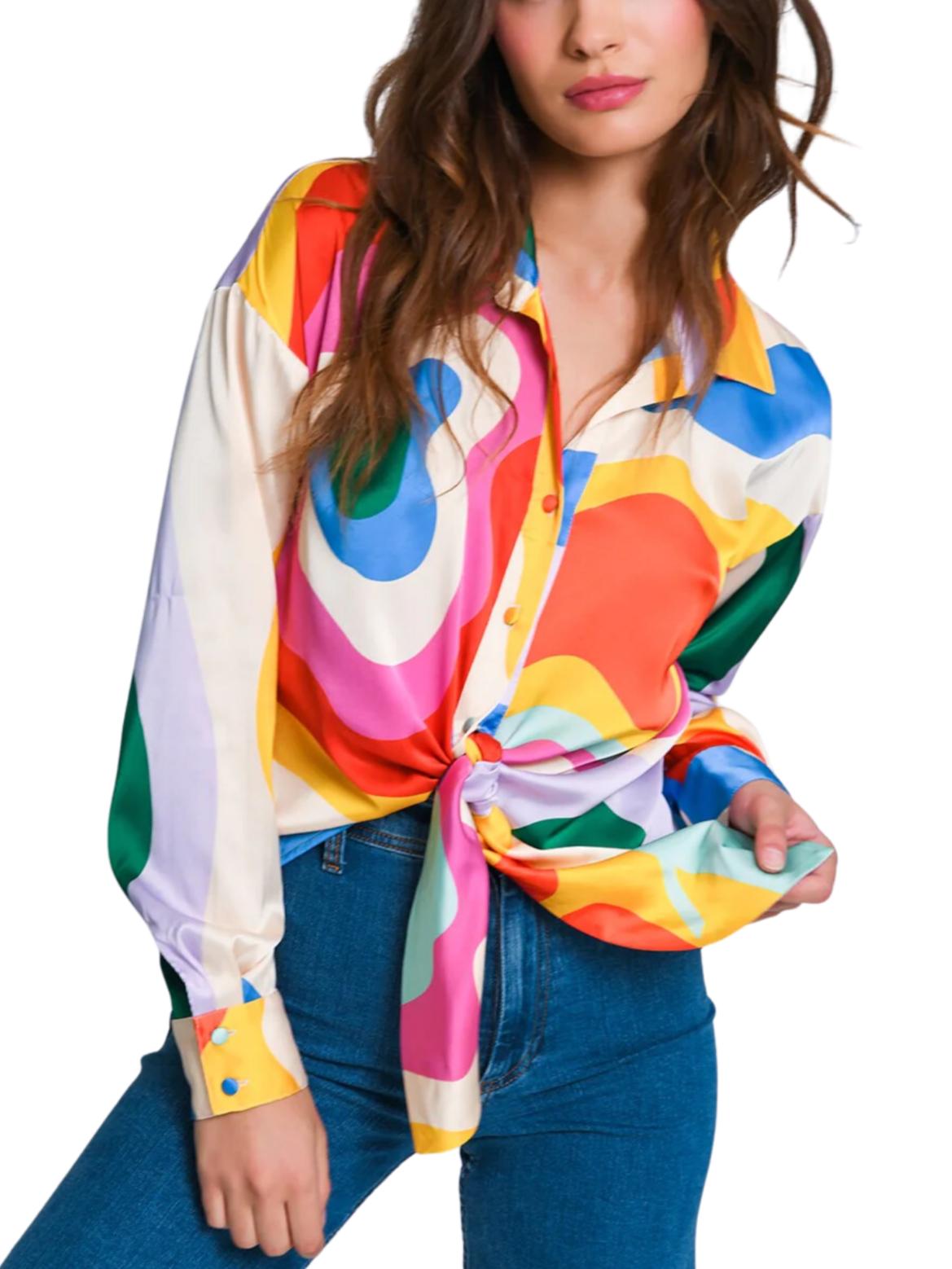 Hutch - Long Sleeve Robbie Tie-Front Blouse - Sz M