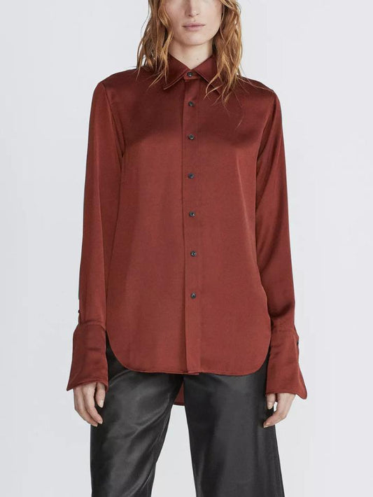 Rag & Bone - Delphine Satin Button-Down Shirt - Sz M