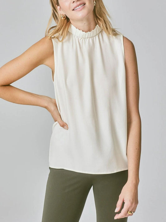 Brass - The Muse Sleeveless Ruffle Neck Shell - Sz M