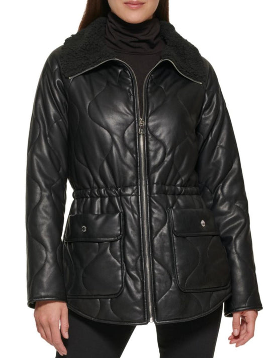 Kenneth Cole - Quilted Faux Leather Front Pocket Jacket - Sz M