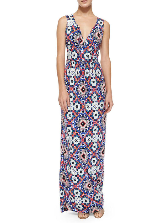 French Connection - Sleeveless Self-Tie Printed Cutout-Back Maxi Dress - Sz 2