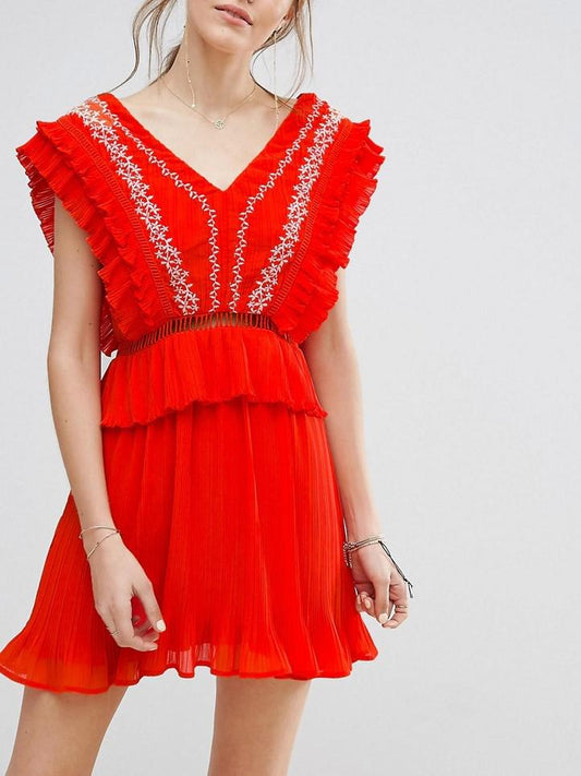 Moon River - Open Back Embroidered Dress - Sz XS