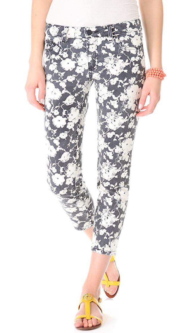 Tory Burch - Mid-Rise Floral Skinny Jeans - Sz 25