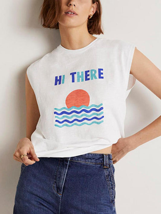 Boden - Grown On Sleeve  Crew Neck T-shirt - Sz L