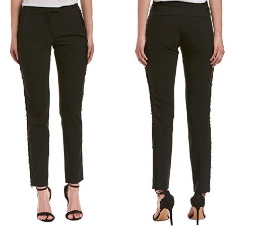 Maje - Mid-Rise Trousers with Side Fringe - Sz M