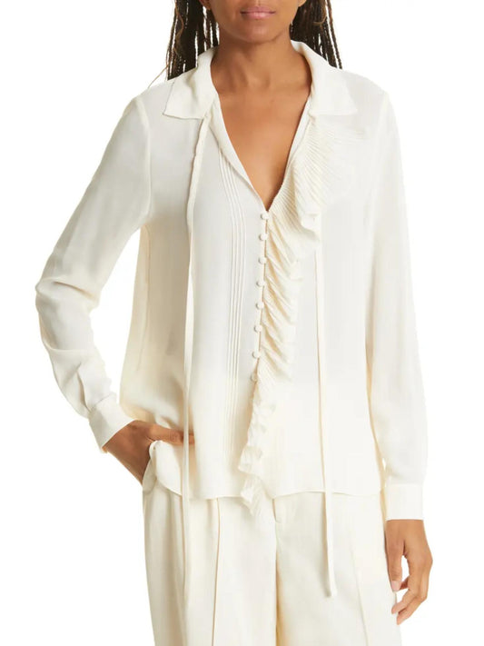 Ted Baker London - Thelma Ruffle Detail Sheer Blouse - Sz 8