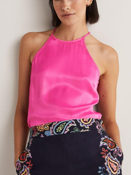 Boden - Strappy Halterneck Satin Top - Sz 14