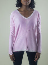 Load image into Gallery viewer, Kokun Long Sleeve Seamed Cashmere V-Neck
