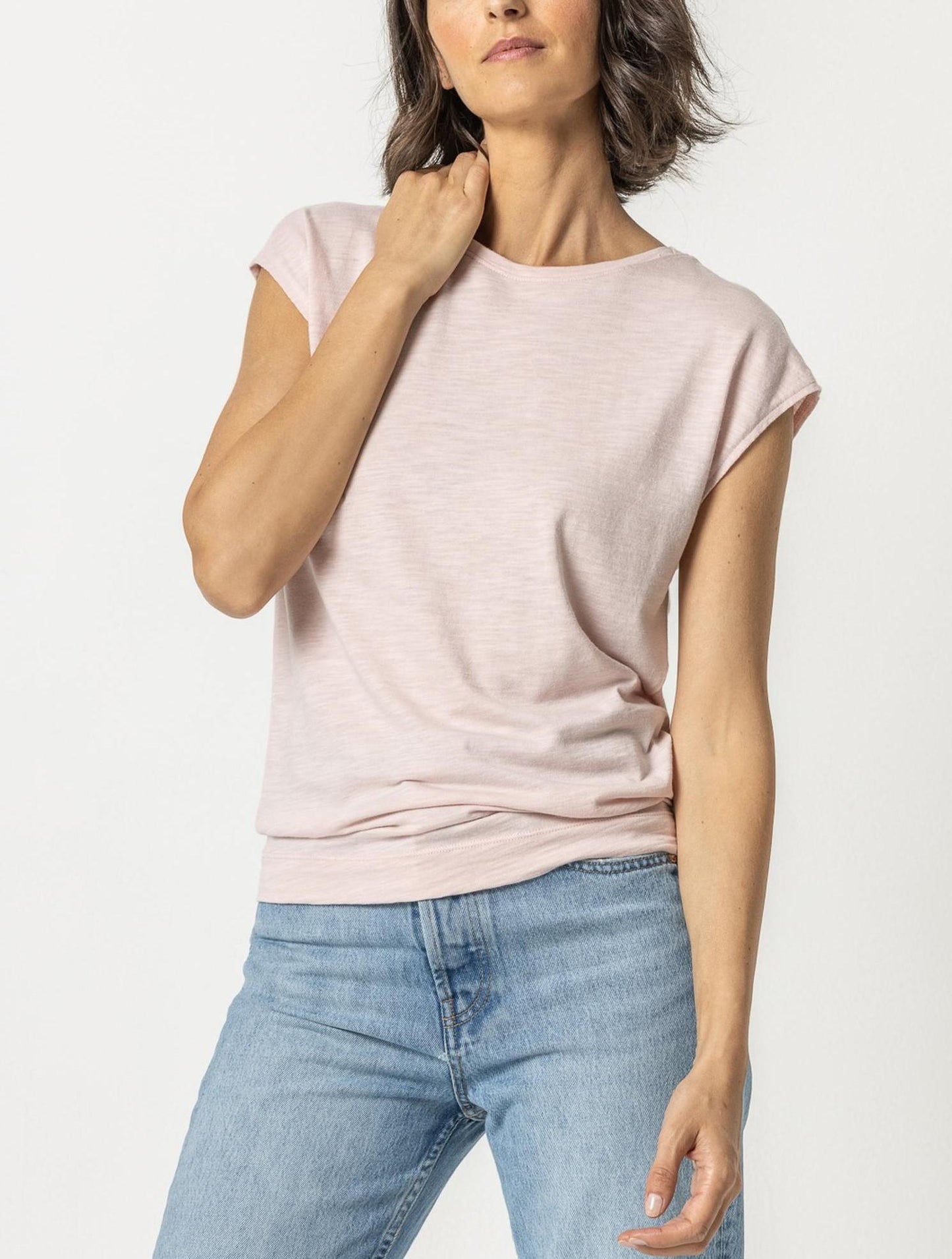 Lilla P - Sleeveless Wedge Slit Neck Tee - Sz L