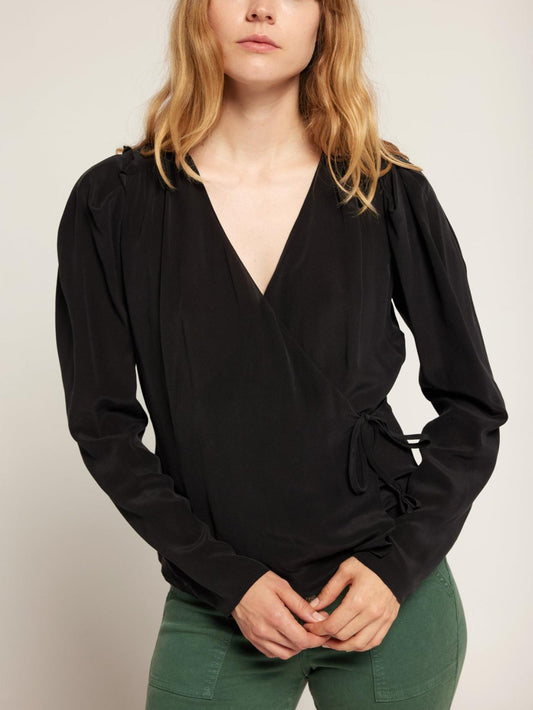 Joie - Leigh Long Sleeve V-Neck Silk Wrap Top - Sz XXL