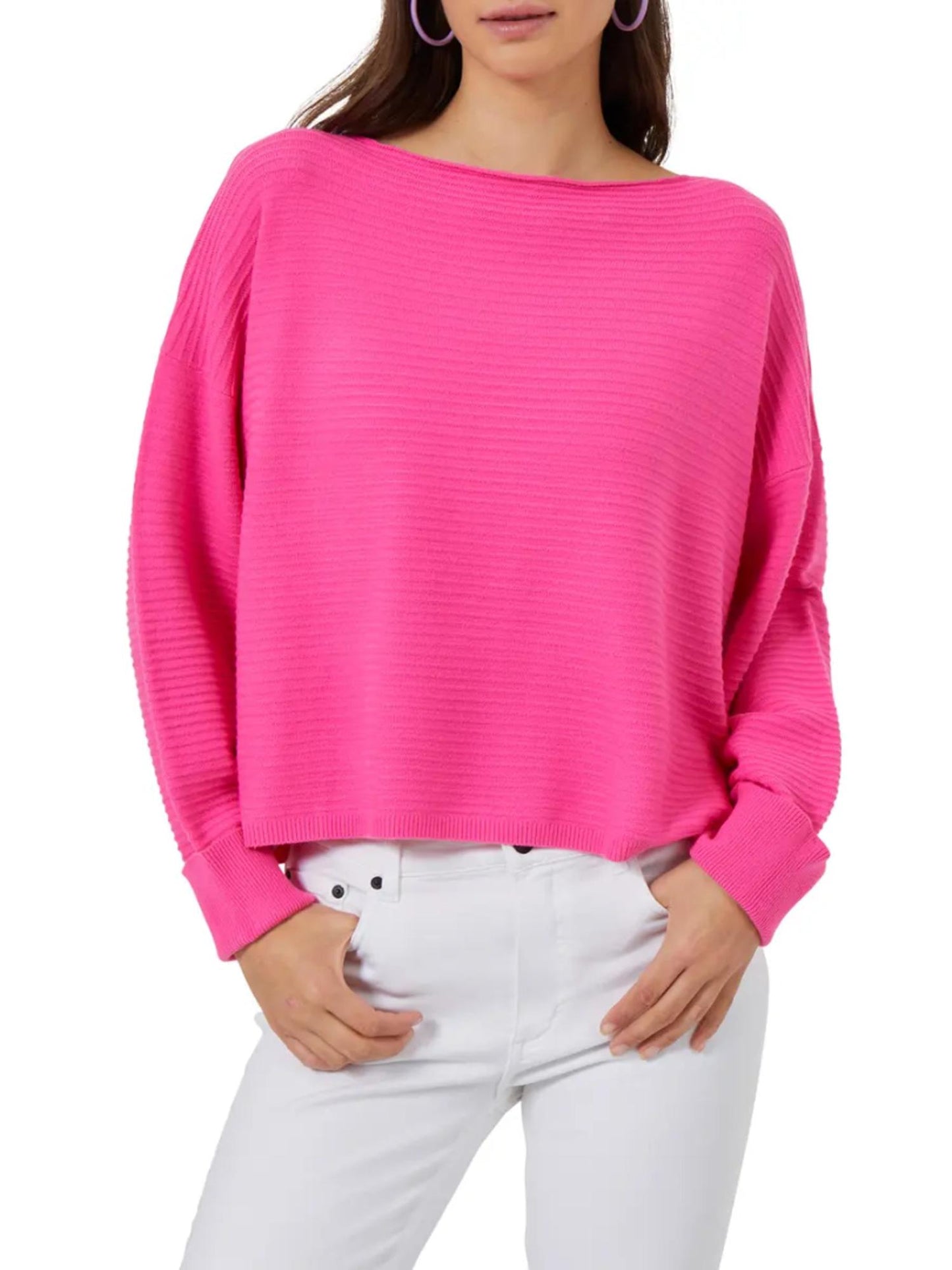 French Connection - Babysoft Lena Slash Neck Ribbed Sweater - Sz M