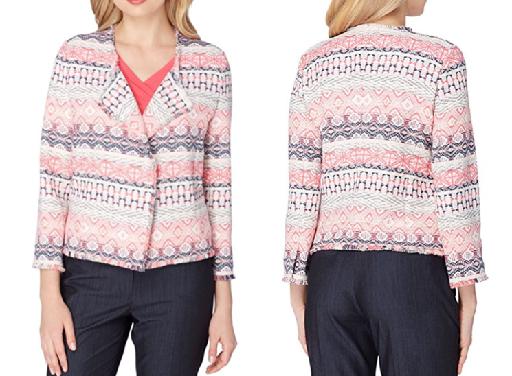 Tahari ASL - Printed Fringe-Trim Blazer - Sz 14
