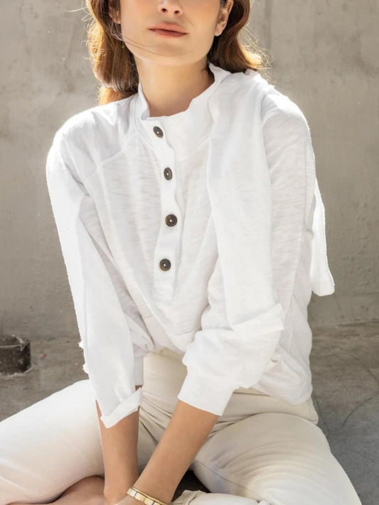 Lilla P - Mock Neck Long Sleeve Henley - Sz L