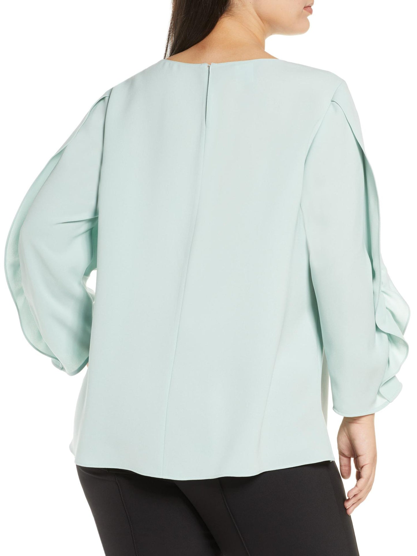 Lafayette 148 New York - Ruffle Sleeve Finesse Crepe Blouse - Sz L
