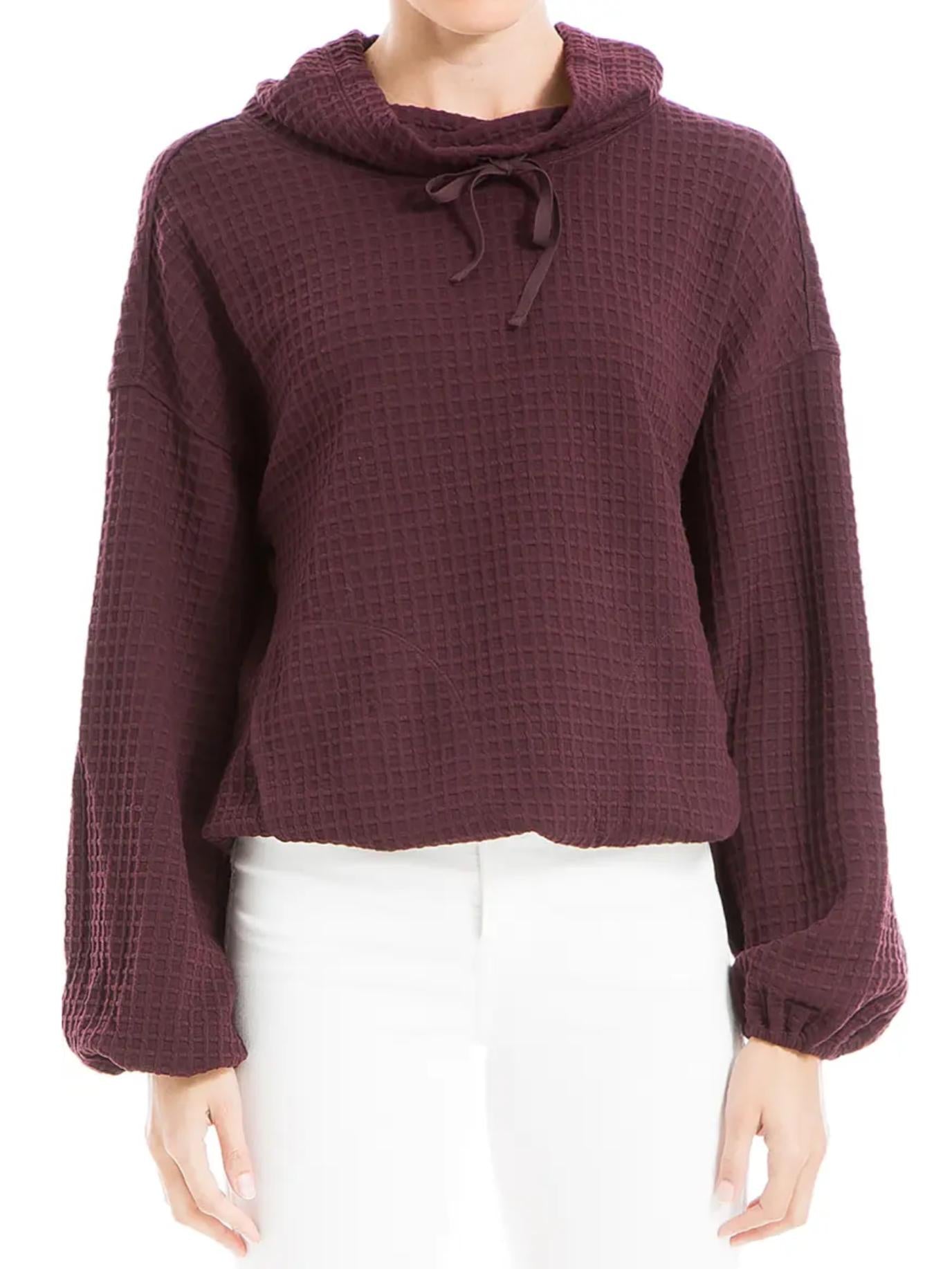 Max Studio - Funnel Neck Dolman Sleeve Waffle Sweaters - Sz S