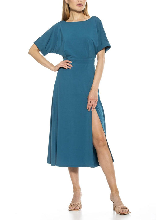 Alexia Admor - Lana Boatneck Leg Slit Midi Dress - Sz M