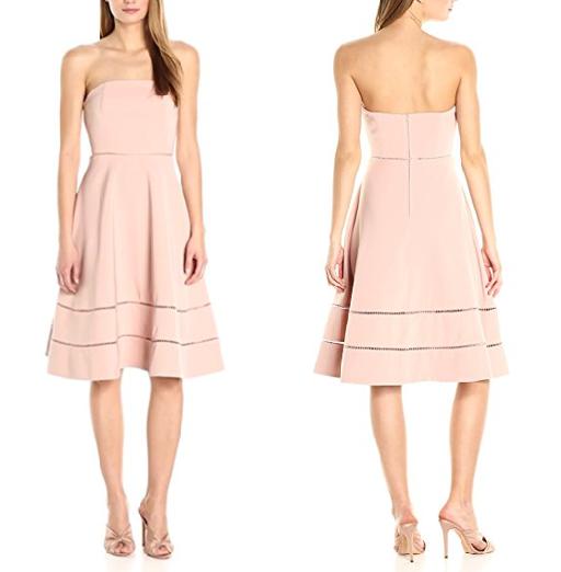 Keepsake - Strapless Lattice-Trim Midi Fit and Flare Dress - Sz S