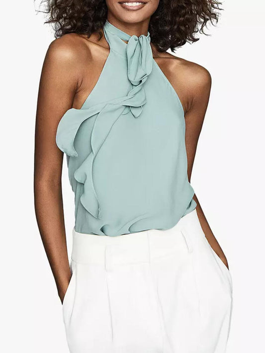 Reiss - Rose Self-tie Reverse Halterneck Top - Sz 10