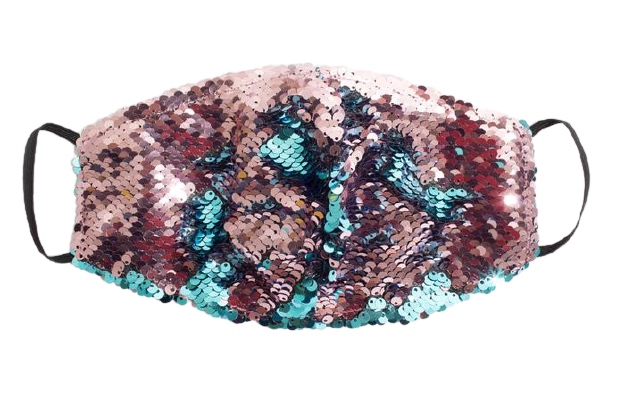 Teal & Pink Sparkly Mask - S