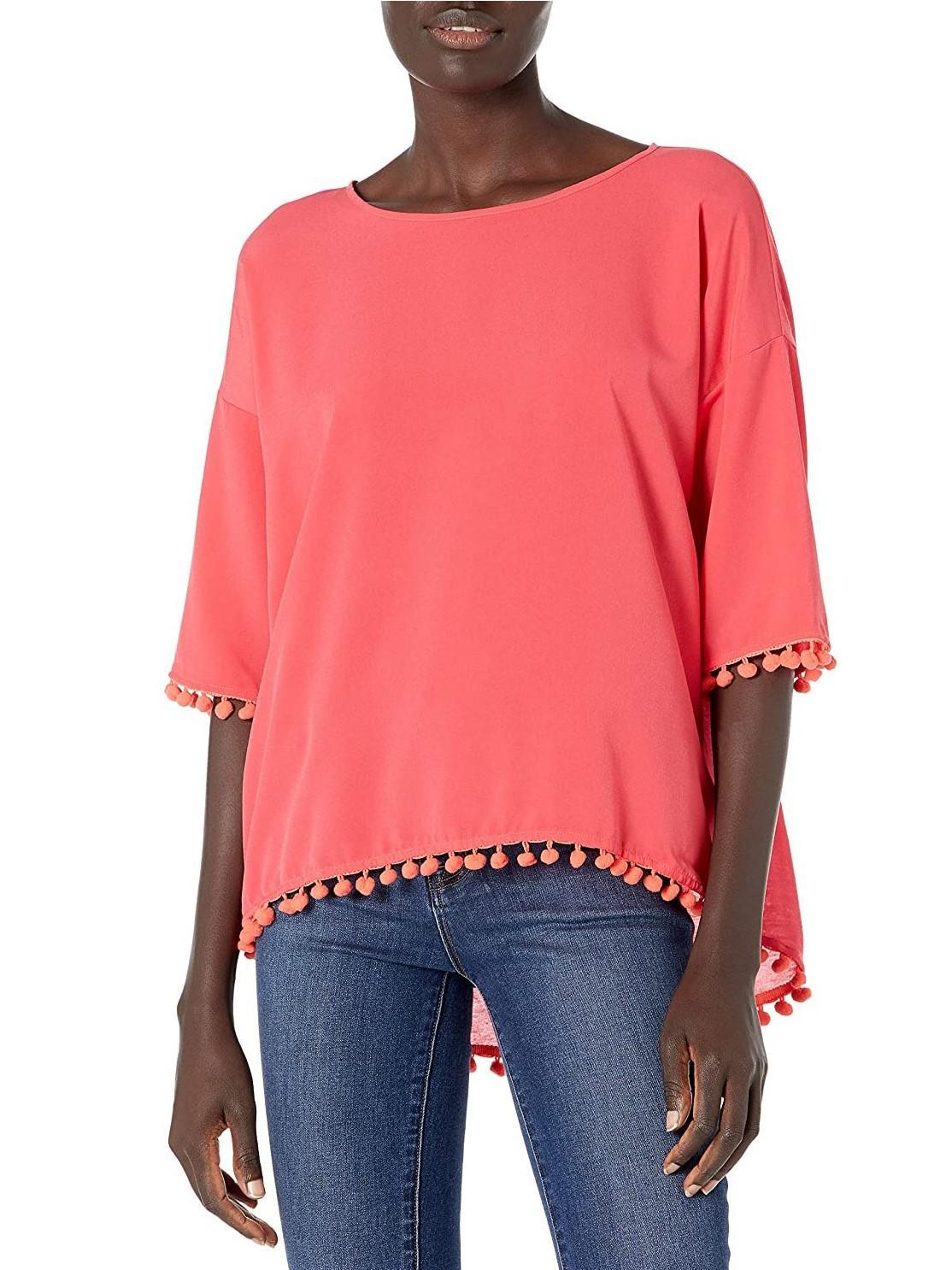 French Connection - Crepe Pom Pom T-Shirt - Sz S