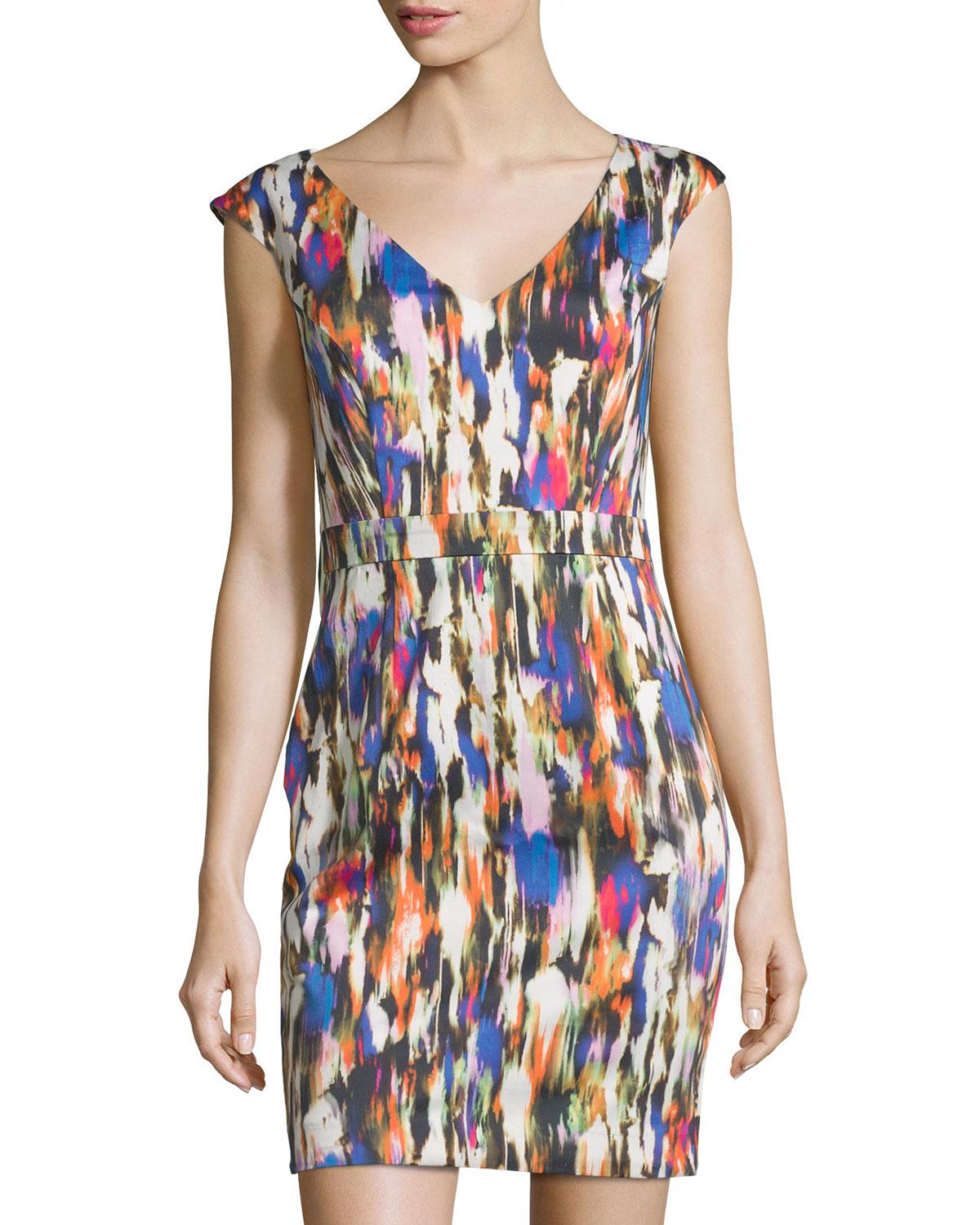 French Connection - Cap Sleeve Printed Sheath Dress - Sz 4