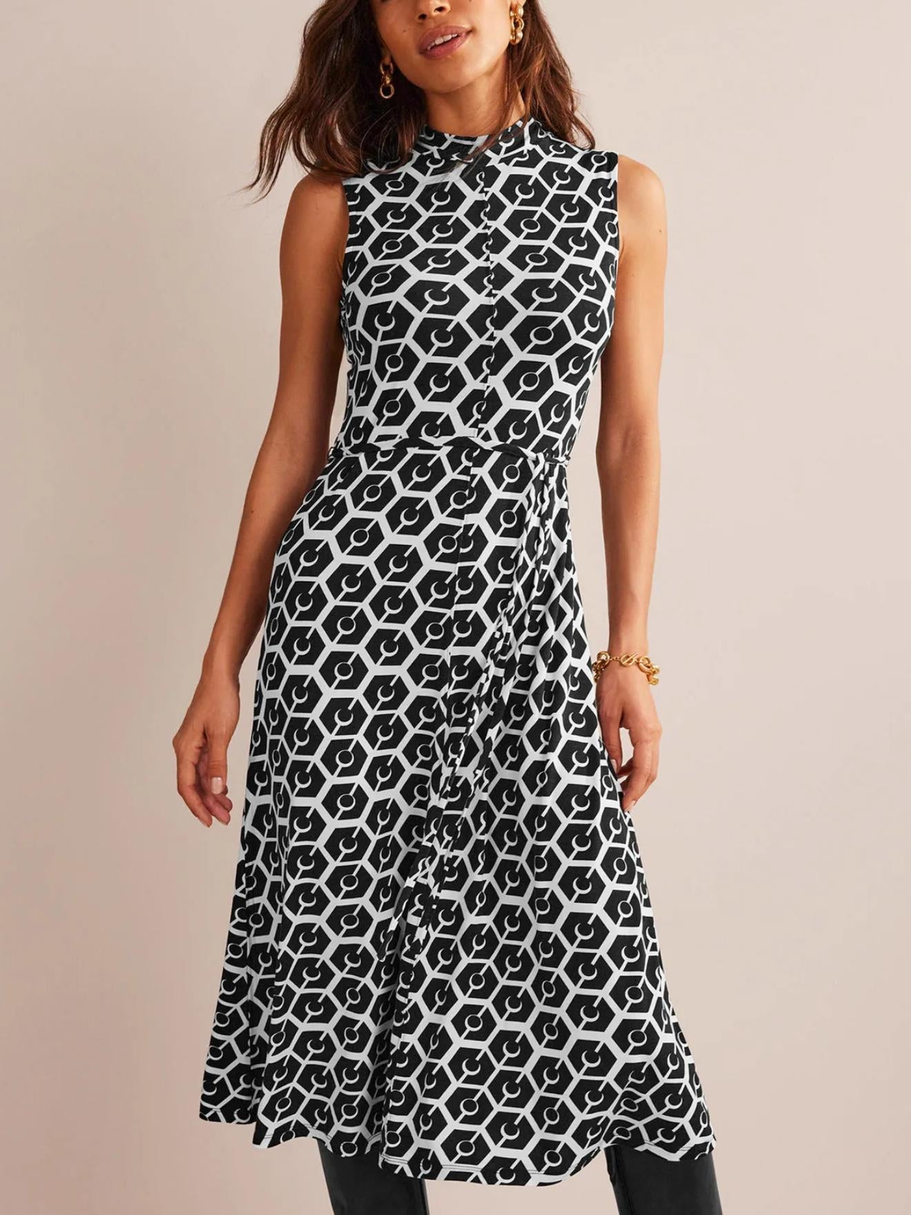 Boden - Sleeveless Belted Jersey Midi Dress - Sz 12