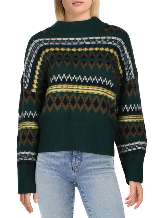 Rag & Bone - Willow Fairisle Wool Mock Neck Sweater - Sz L